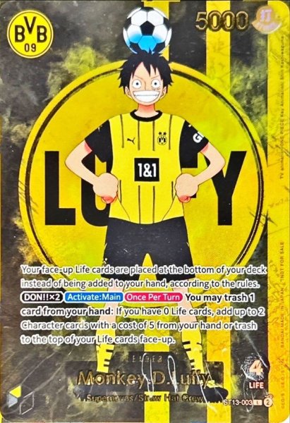 画像1: モンキー・D・ルフィ 【リーダー】【ドルトムント】【プロモ】【黒黄】【ST13-003】 (1)
