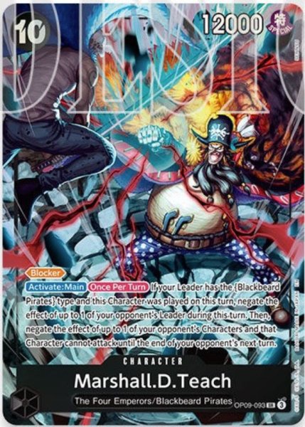 画像1: 【☆SALE商品☆】《状態A-》マーシャル・D・ティーチ 【英語】【SR】【パラレル】【プロモ】【2nd ANNIVERSARY SET】【黒】【OP09-093】 (1)