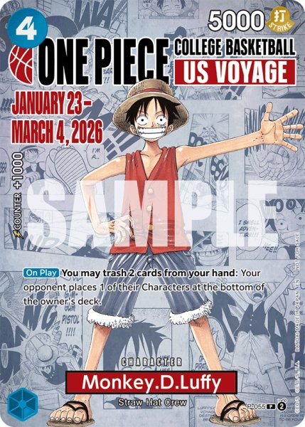 画像1: モンキー・D・ルフィ 【未開封】【英語版】【プロモ】【ONE PIECE COLLEGE BASKETBALL: US VOYAGE】【青】【P-055】 (1)